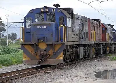 No. 35-401 in Spoornet blue livery with outline numbers, Stikland, Cape Town, 16 August 2006