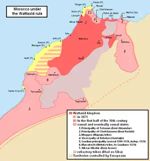 Map of Morocco in 1515. The Principality of Debdou is in the east.